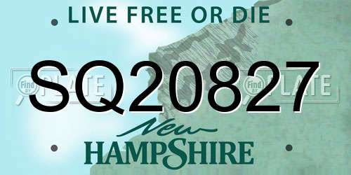 SQ20827 New Hampshire License Plate