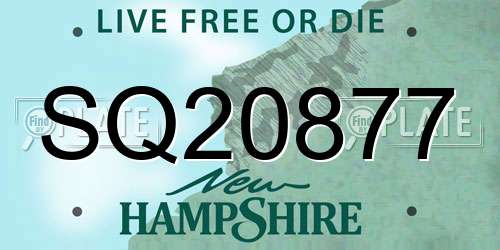 SQ20877 New Hampshire License Plate