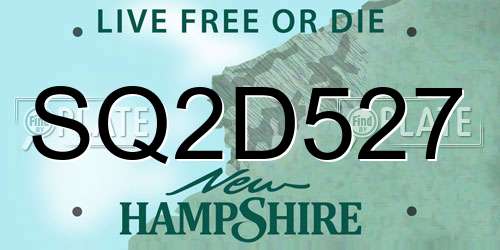SQ2D527 New Hampshire License Plate