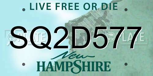 SQ2D577 New Hampshire License Plate