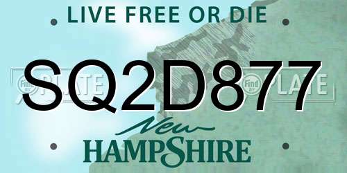 SQ2D877 New Hampshire License Plate