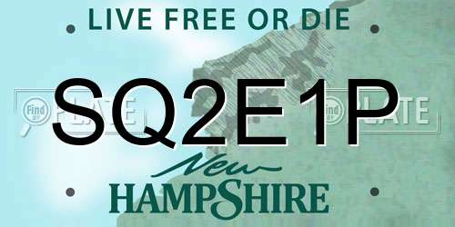 SQ2E1P New Hampshire License Plate