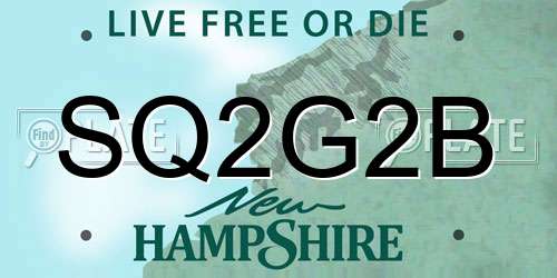 SQ2G2B New Hampshire License Plate