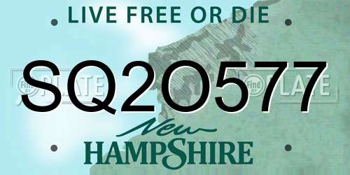 SQ2O577 New Hampshire License Plate