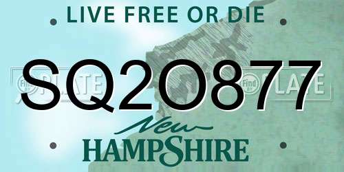 SQ2O877 New Hampshire License Plate