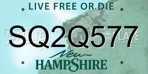 SQ2Q577 New Hampshire License Plate