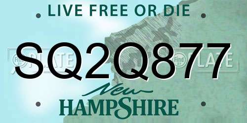 SQ2Q877 New Hampshire License Plate