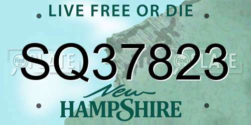 SQ37823 New Hampshire License Plate