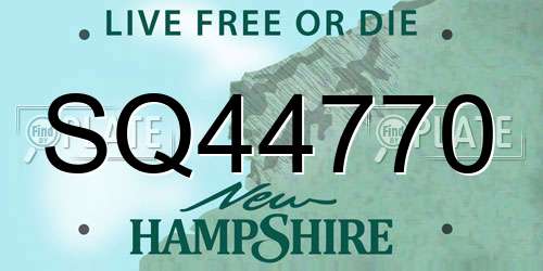 SQ44770 New Hampshire License Plate