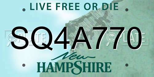 SQ4A770 New Hampshire License Plate