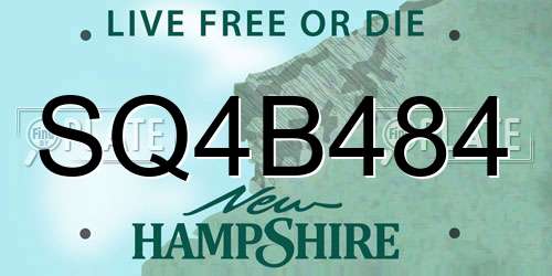 SQ4B484 New Hampshire License Plate