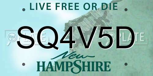 SQ4V5D New Hampshire License Plate