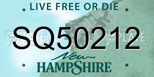 SQ50212 New Hampshire License Plate
