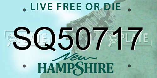 SQ50717 New Hampshire License Plate