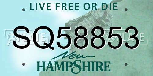SQ58853 New Hampshire License Plate