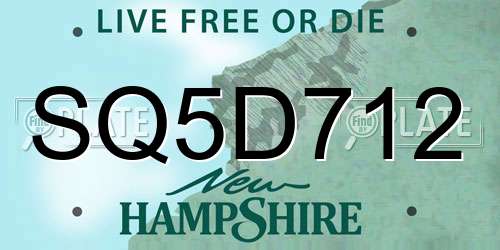 SQ5D712 New Hampshire License Plate