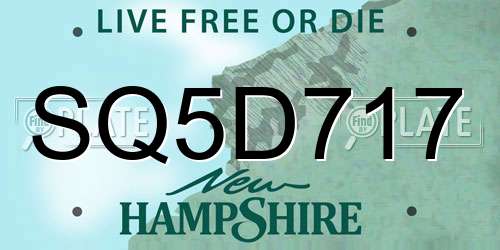 SQ5D717 New Hampshire License Plate