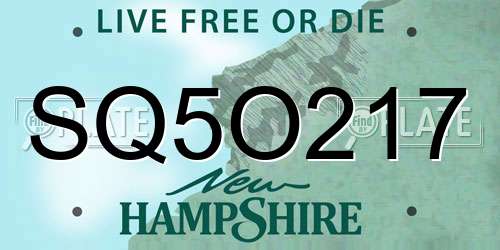 SQ5O217 New Hampshire License Plate