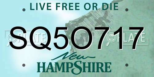 SQ5O717 New Hampshire License Plate
