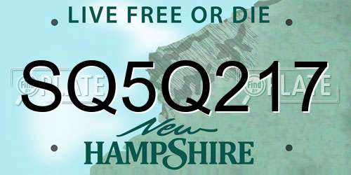 SQ5Q217 New Hampshire License Plate