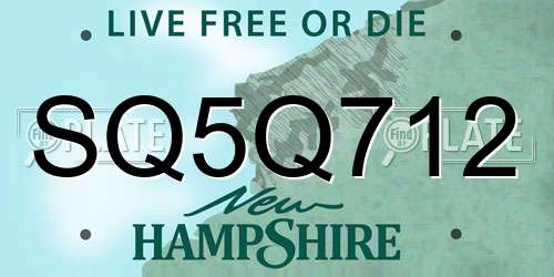 SQ5Q712 New Hampshire License Plate