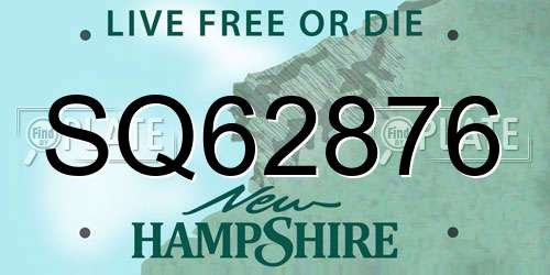 SQ62876 New Hampshire License Plate