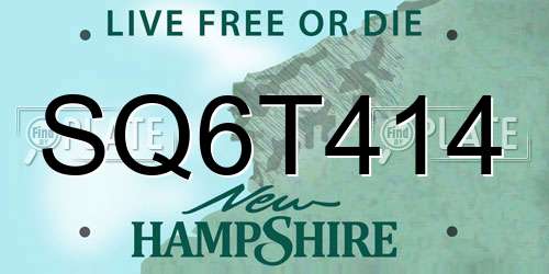 SQ6T414 New Hampshire License Plate