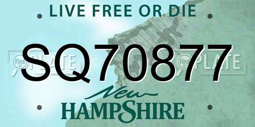 SQ70877 New Hampshire License Plate