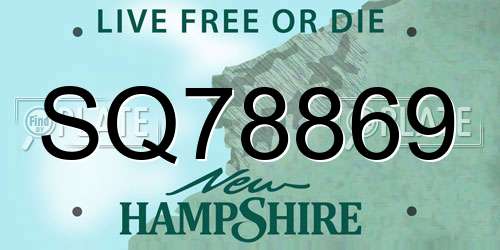 SQ78869 New Hampshire License Plate