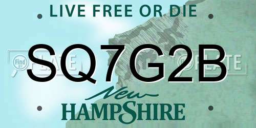 SQ7G2B New Hampshire License Plate