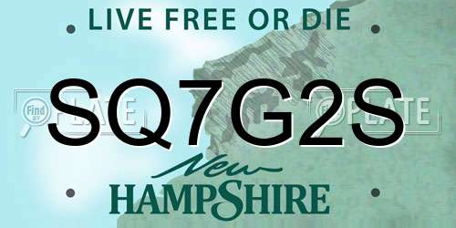 SQ7G2S New Hampshire License Plate