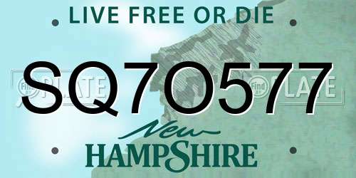 SQ7O577 New Hampshire License Plate