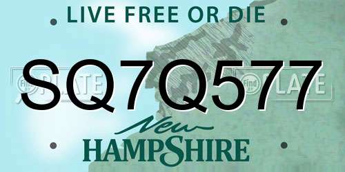 SQ7Q577 New Hampshire License Plate