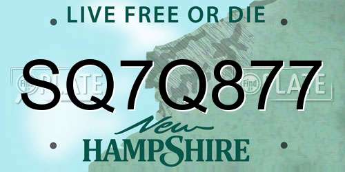 SQ7Q877 New Hampshire License Plate
