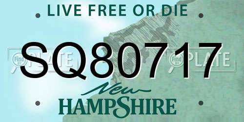 SQ80717 New Hampshire License Plate