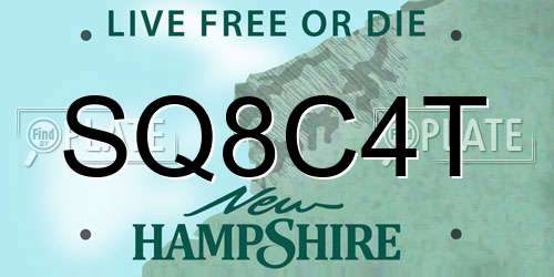 SQ8C4T New Hampshire License Plate