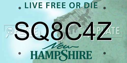 SQ8C4Z New Hampshire License Plate