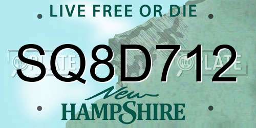 SQ8D712 New Hampshire License Plate