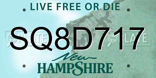 SQ8D717 New Hampshire License Plate