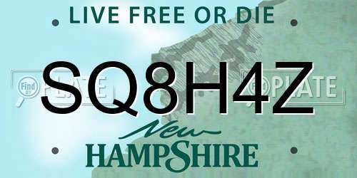 SQ8H4Z New Hampshire License Plate