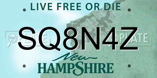 SQ8N4Z New Hampshire License Plate