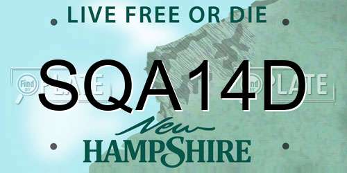 SQA14D New Hampshire License Plate