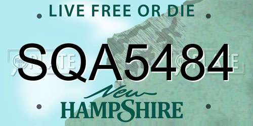 SQA5484 New Hampshire License Plate