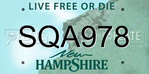 SQA978 New Hampshire License Plate