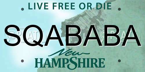 SQABABA New Hampshire License Plate