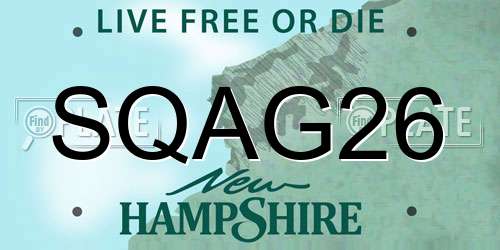SQAG26 New Hampshire License Plate