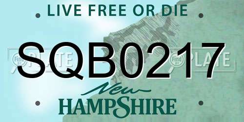 SQB0217 New Hampshire License Plate