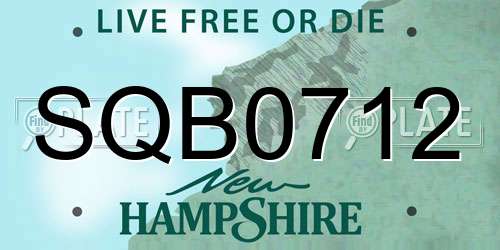 SQB0712 New Hampshire License Plate