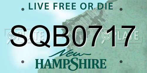 SQB0717 New Hampshire License Plate