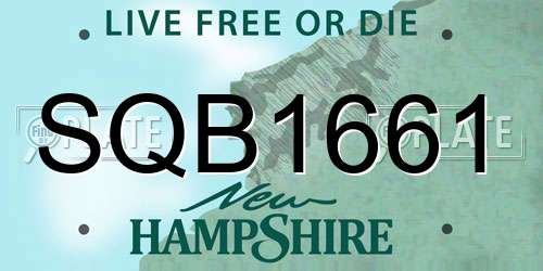 SQB1661 New Hampshire License Plate